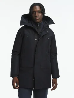 Parka longue GORE-TEX® à capuche avec matelassage en duvets et plumes - Noir