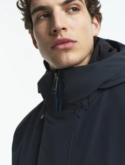 Parka longue matelassée à capuche en GORE-TEX® - Bleu