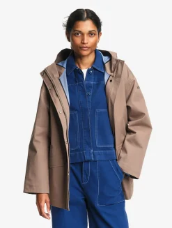 Parka MTD® 3 couches toucher coton courte et évasée - Marron
