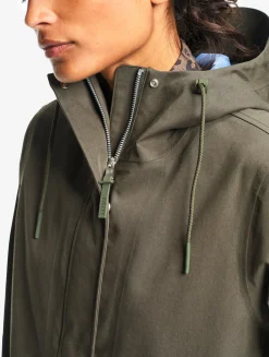 Parka MTD® 3 couches toucher coton longue imperméable avec fentes - Kaki