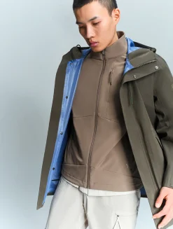 Parka MTD® 3 couches toucher coton mi-longue à capuche - Kaki