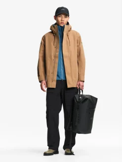 Parka MTD® 3 couches toucher coton mi-longue à capuche - Marron