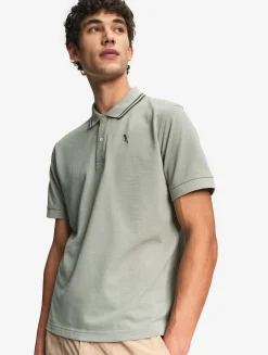 Polo Dry Fast à col rabattu avec logo sur la poitrine - Kaki