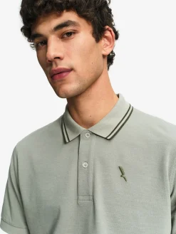 Polo Dry Fast à col rabattu avec logo sur la poitrine - Kaki