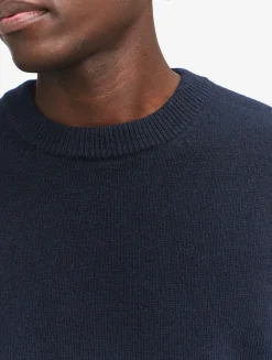 Pull col rond en laine mélangée - Bleu