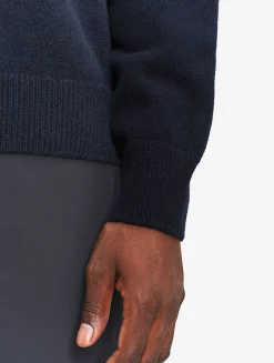 Pull col rond en laine mélangée - Bleu
