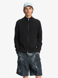 Pull en coton et laine avec fermeture éclair - Noir