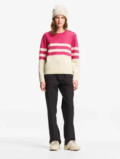 Pull marin rayé en coton et laine - Rose