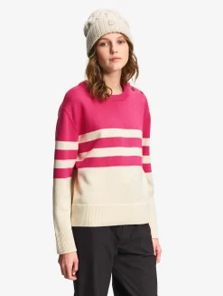 Pull marin rayé en coton et laine - Rose