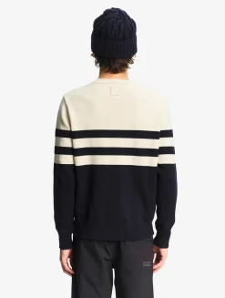 Pull marin rayé en laine et coton - Bleu