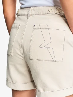 Short marin en sergé léger avec taille réglable - Beige