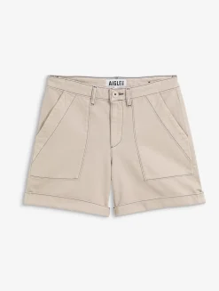 Short marin en sergé léger avec taille réglable - Beige