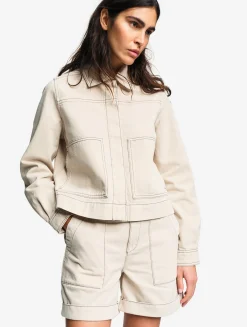 Short marin en sergé léger avec taille réglable - Beige