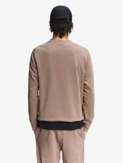 Sweatshirt col ras du cou anti-UV avec poches zippées - Marron