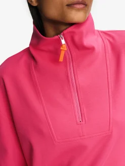 Sweatshirt à col zippé technique - Rose