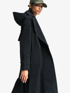 Trench-coat long avec ouverture côtés MTD® - Noir