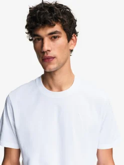 T-shirt 100% coton mi-épais avec broderie bird - coupe regular - Blanc