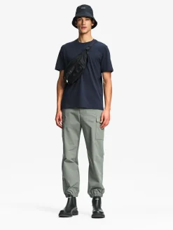 T-shirt 100% coton mi-épais avec broderie bird - coupe regular - Bleu