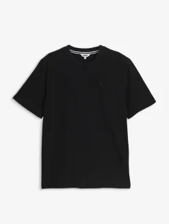T-shirt 100% coton mi-épais avec broderie bird - coupe regular - Noir