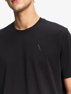 T-shirt 100% coton mi-épais avec broderie bird - coupe regular - Noir