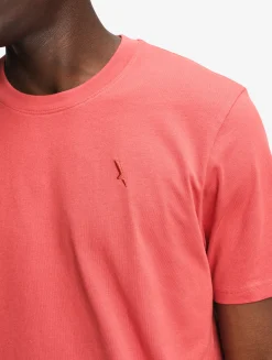 T-shirt 100% coton mi-épais avec broderie bird - coupe regular - Rouge