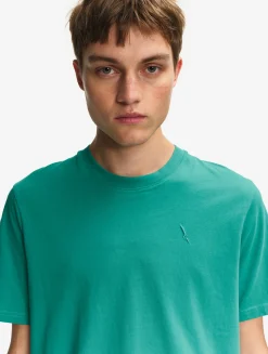 T-shirt 100% coton mi-épais avec broderie bird - coupe regular - Vert