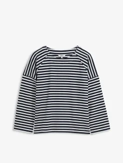T-shirt marinière manches longues - Bleu