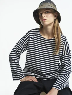 T-shirt marinière manches longues - Bleu