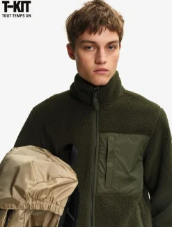 Veste sherpa bi-matière T- KIT - Kaki