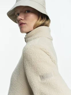 Veste sherpa boutonnée details nylons - Beige