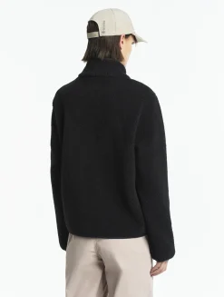 Veste sherpa boutonnée details nylons - Noir