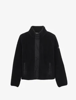 Veste sherpa boutonnée details nylons - Noir
