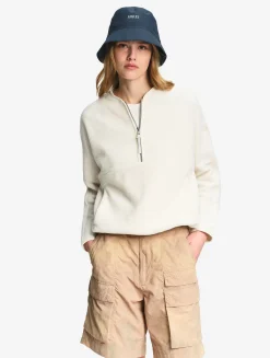 Veste sherpa légère à col zippé - Blanc