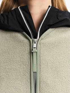 Veste sherpa légère à col zippé - Kaki