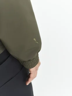 Veste zippée softshell à capuche coupe-vent - Kaki