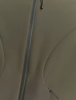 Veste zippée softshell à capuche coupe-vent - Kaki