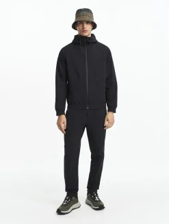 Veste zippée softshell à capuche coupe-vent - Noir