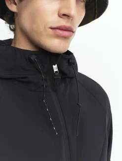 Veste zippée softshell à capuche coupe-vent - Noir