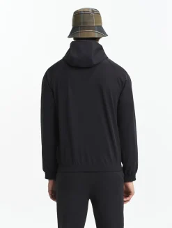 Veste zippée softshell à capuche coupe-vent - Noir