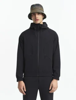 Veste zippée softshell à capuche coupe-vent - Noir